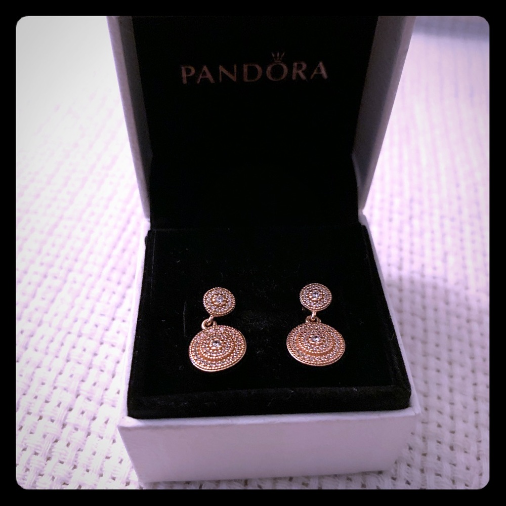 Pandora Earrings -Rose Gold with CZ